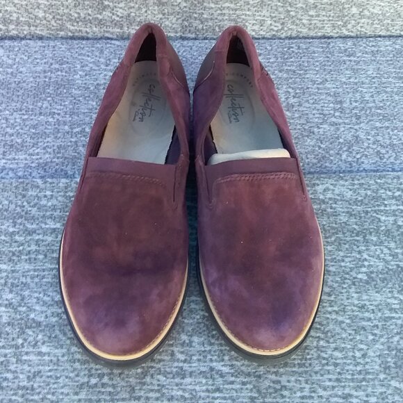 Clarks Women's Shoes 8,5 Puprle Plum Platform Wedge Fall "Sharon Dolly" - Picture 1 of 11